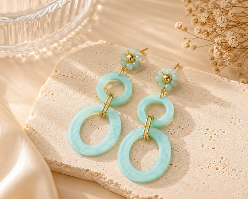 Boucles d’Oreilles Aqua Florales