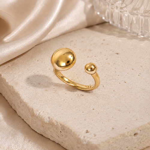 Bague Duo Sphères Dorées