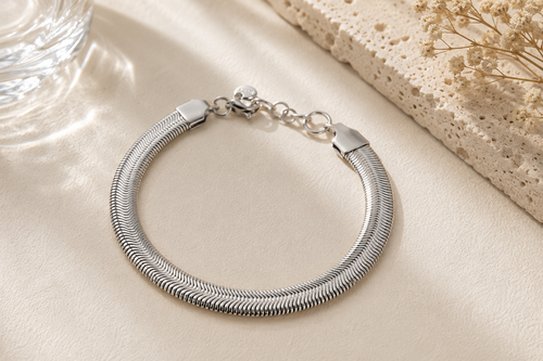 Bracelet Maille Serpent Argentée