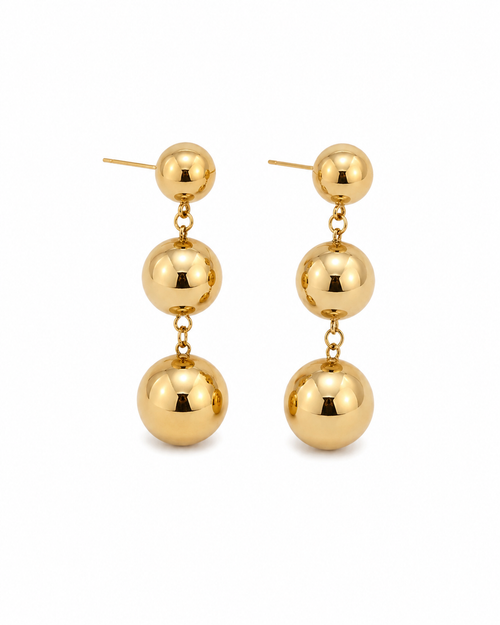 Boucles d’Oreilles Trio Sphères Dorées