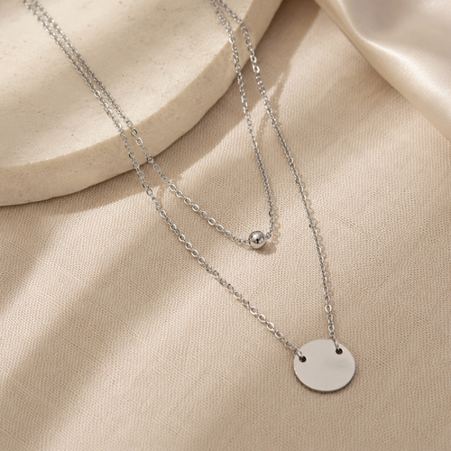 Collier Double Chaîne Médaille