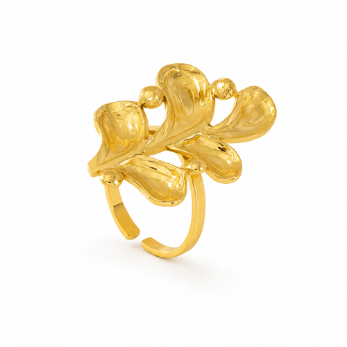 Bague Feuillage Sculptural Doré