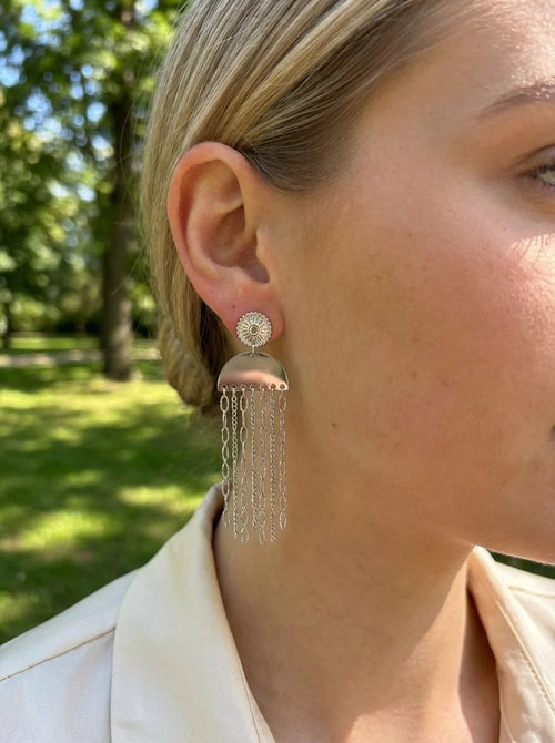Boucles d’Oreilles Franges Argentées