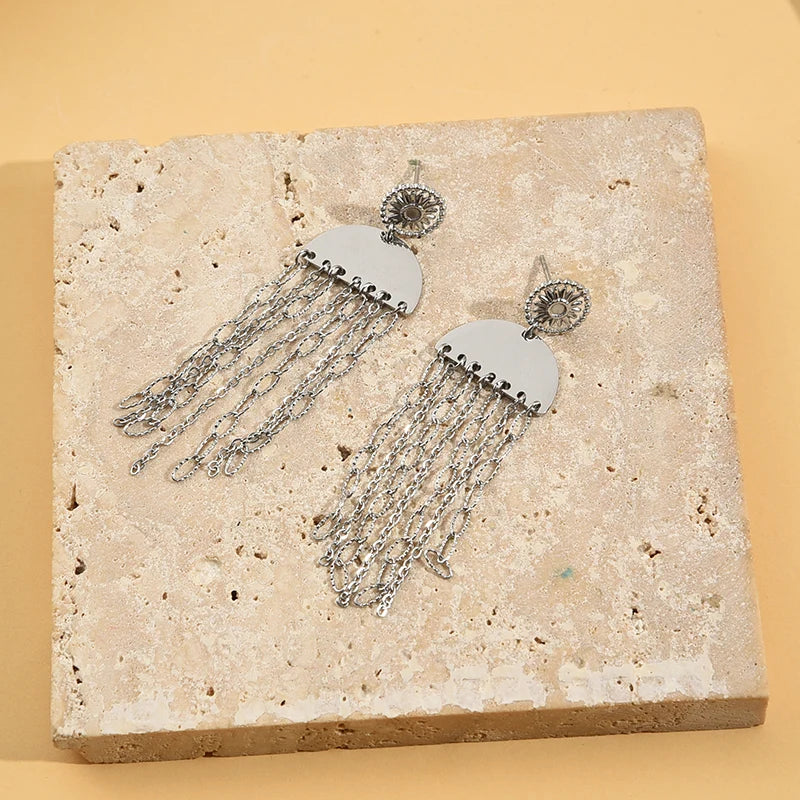 Boucles d’Oreilles Franges Argentées