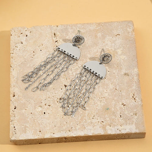 Boucles d’Oreilles Franges Argentées