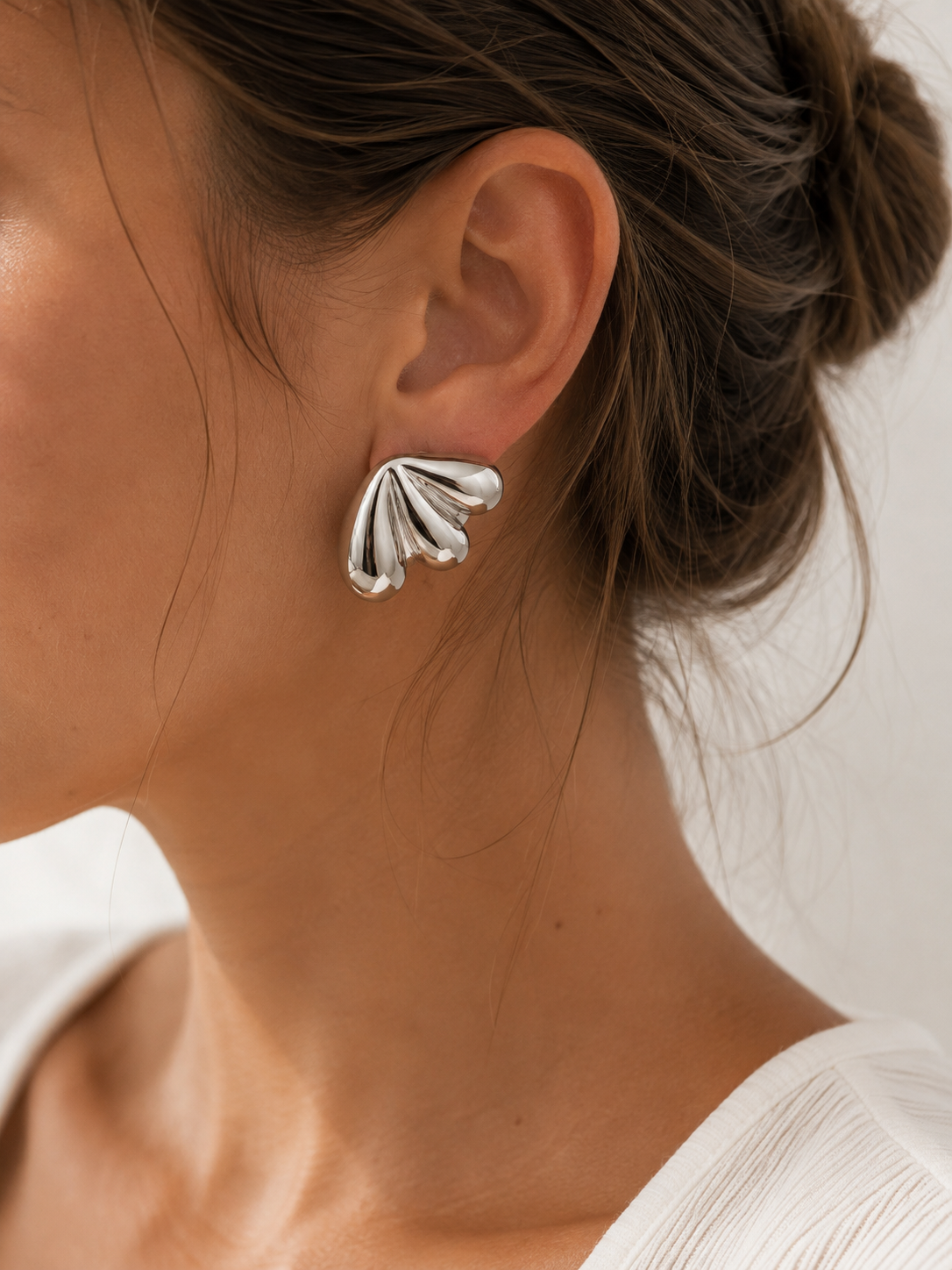 Boucles d’Oreilles Éventail Argenté