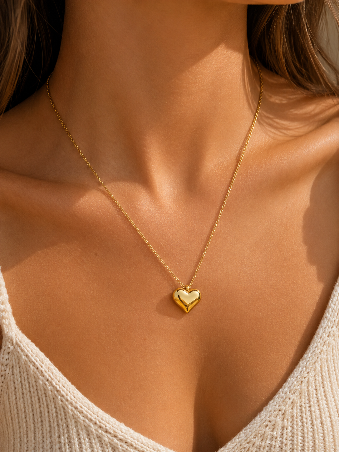 Collier Cœur Bombé Doré