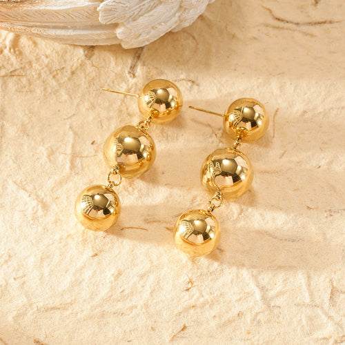 Boucles d’Oreilles Trio Sphères Dorées