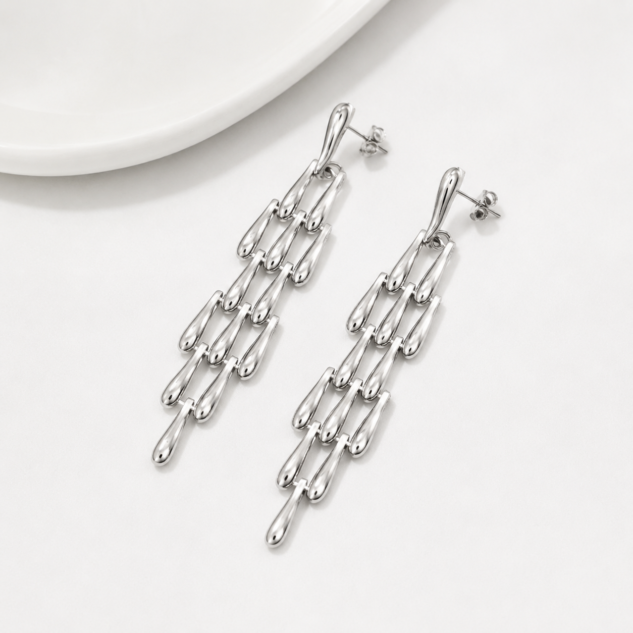Boucles d’Oreilles Cascade Argentée