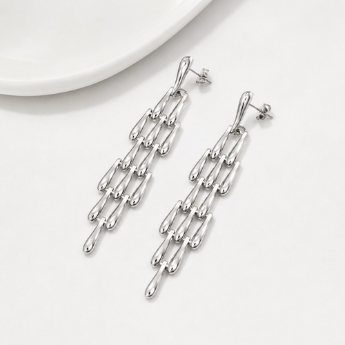 Boucles d’Oreilles Cascade Argentée