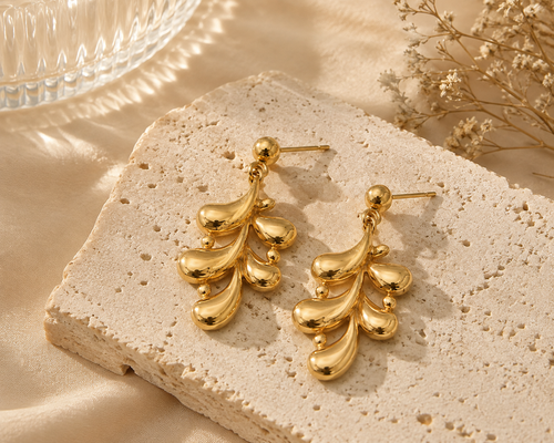 Boucles d’Oreilles Cascade Dorée