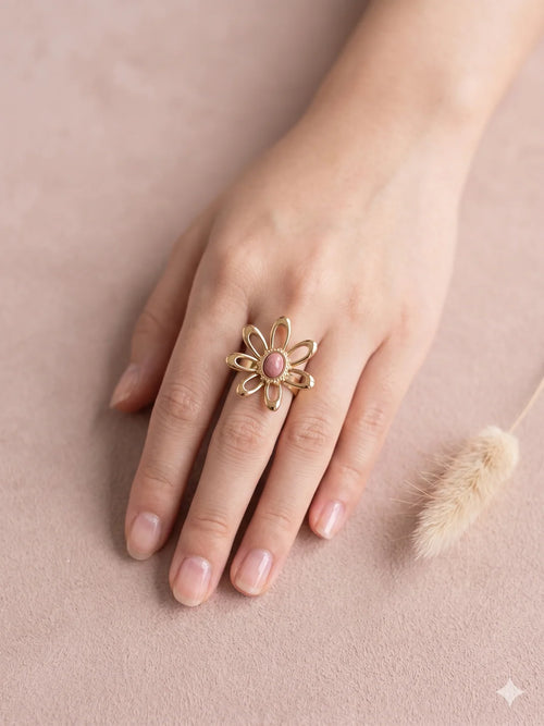 Bague Fleur Éclat Rosé