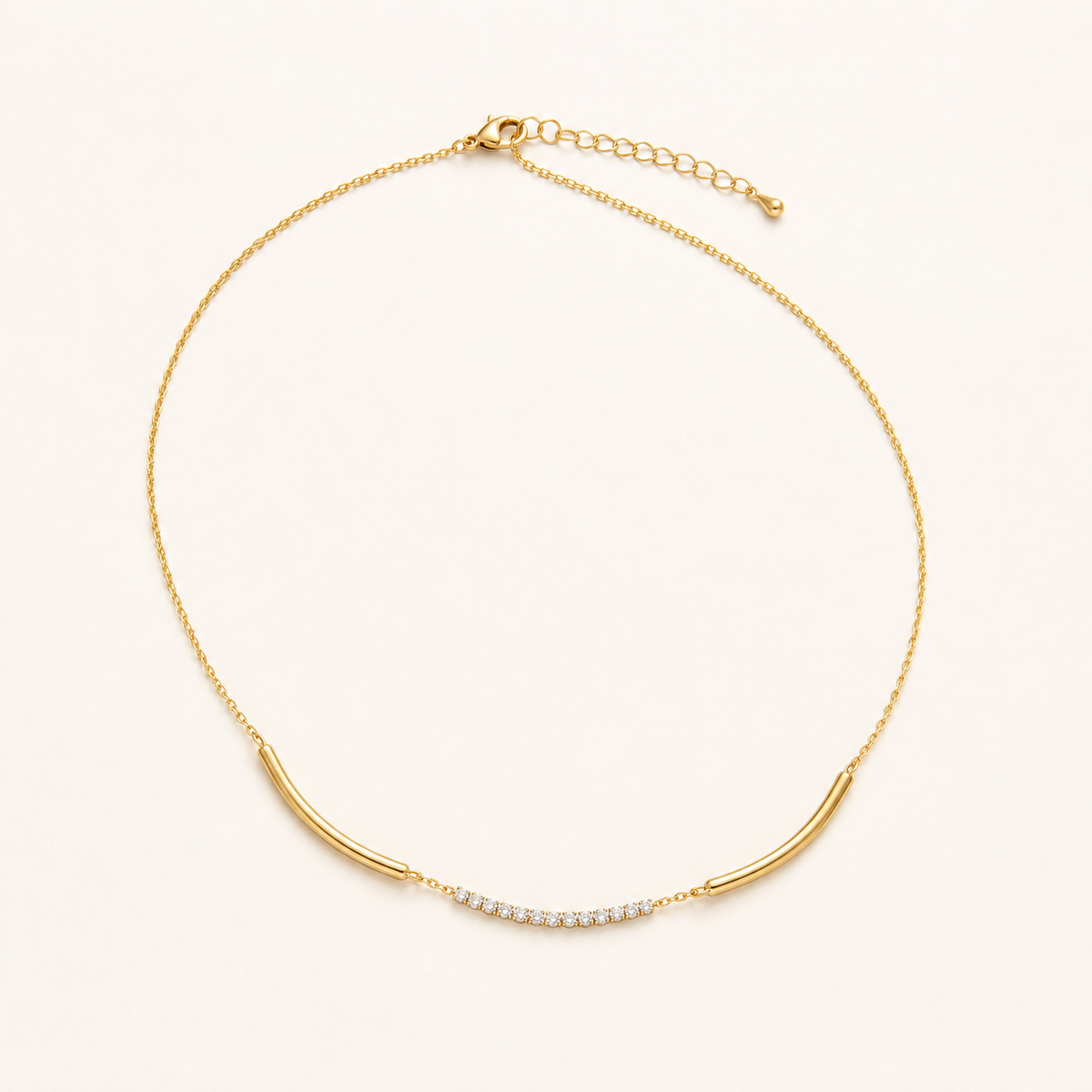Collier Courbes Dorées & Strass