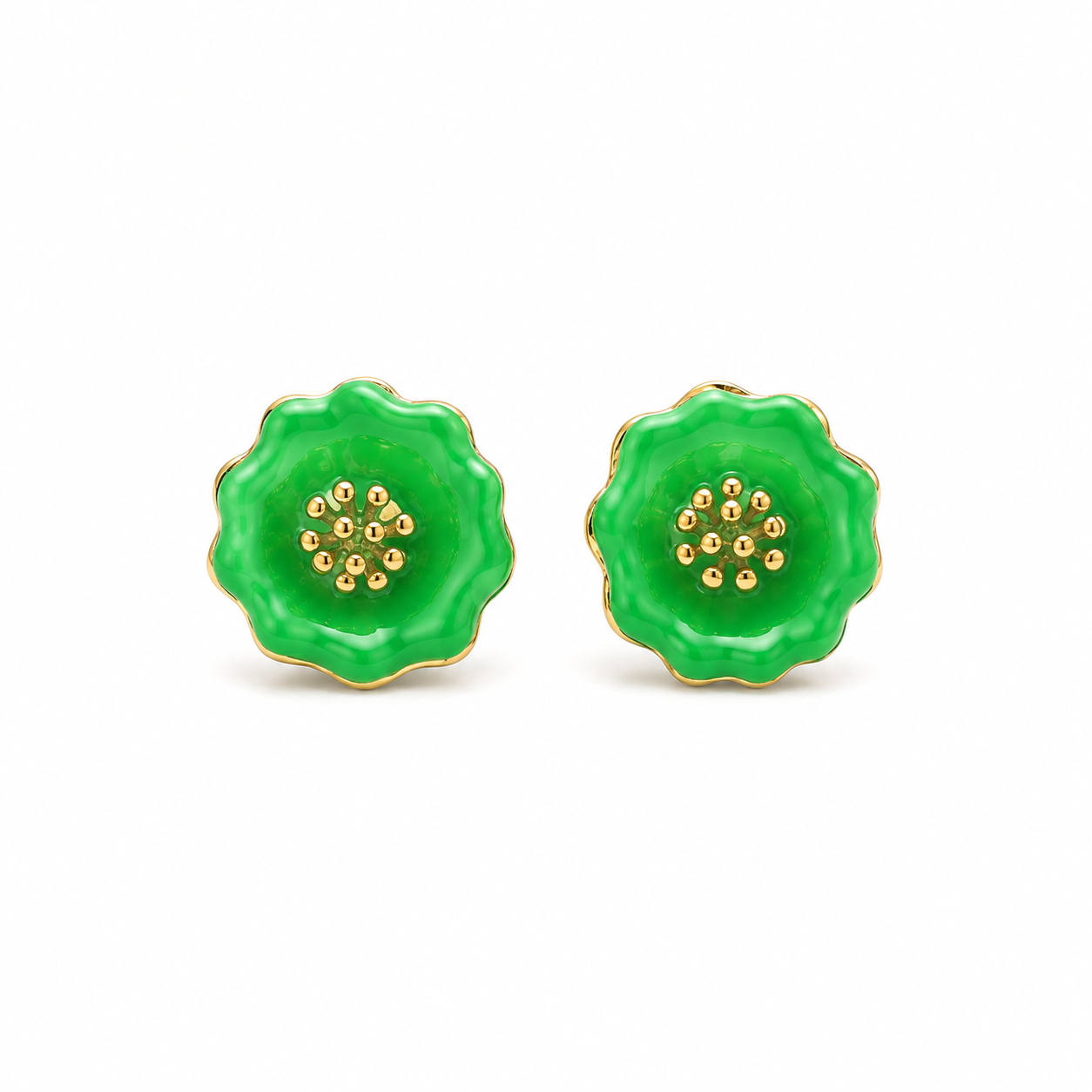 Boucles d’Oreilles Fleur Émeraude