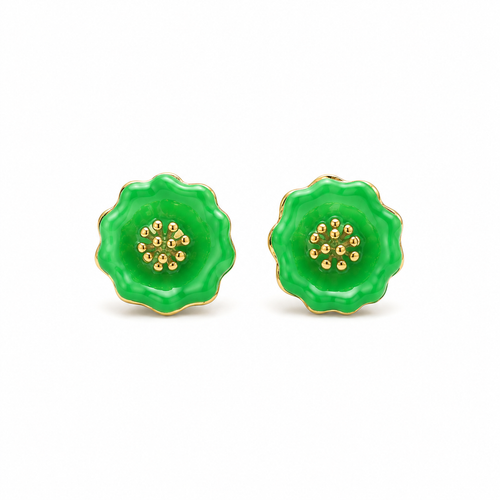 Boucles d’Oreilles Fleur Émeraude