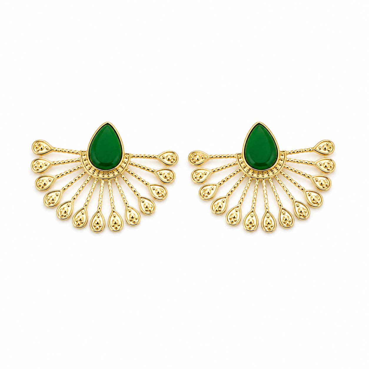 Boucles d’Oreilles Éventail Vert