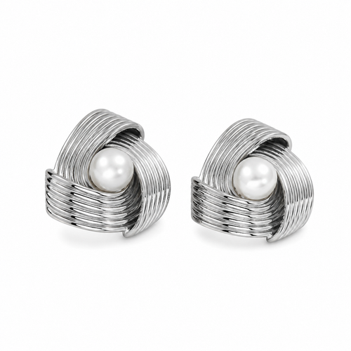 Boucles d’Oreilles Perle Entrelacée Argentées