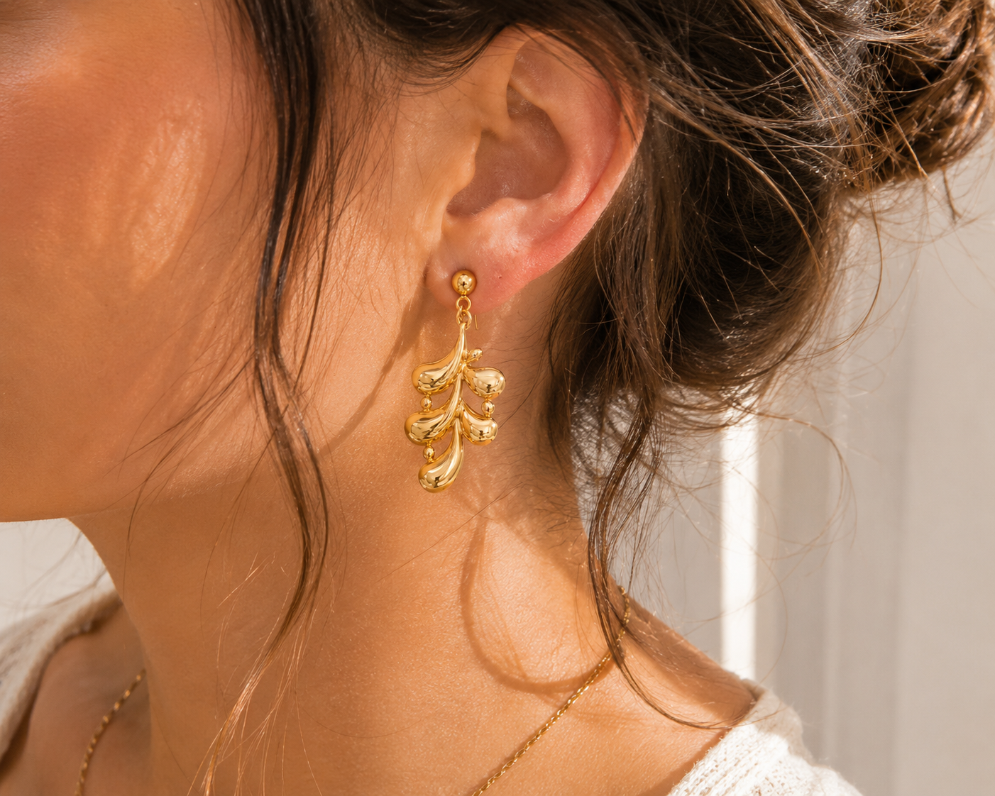 Boucles d’Oreilles Cascade Dorée