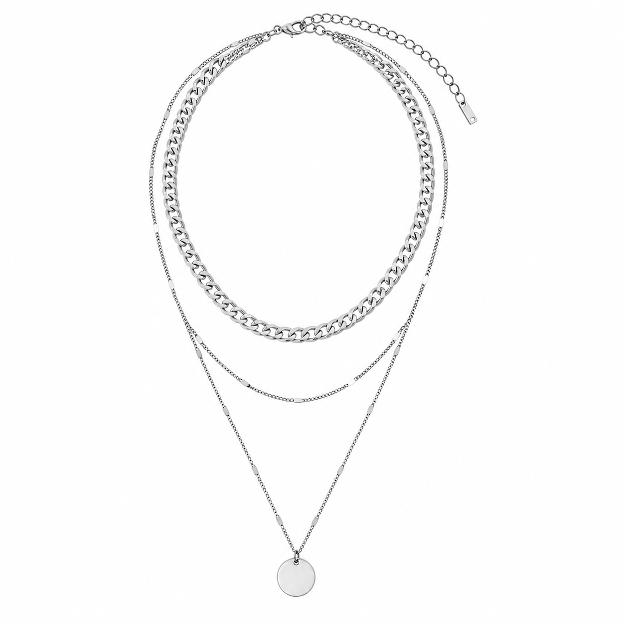 Collier Triple Chaîne Médaille