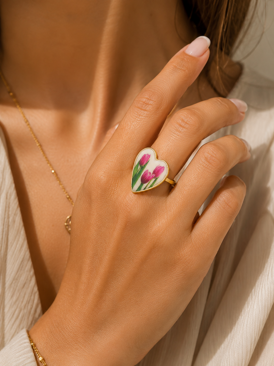 Bague Cœur Tulipes