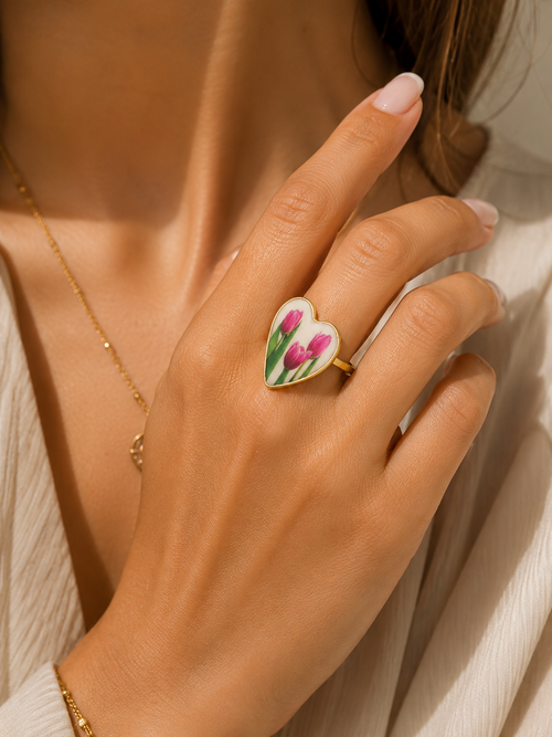 Bague Cœur Tulipes