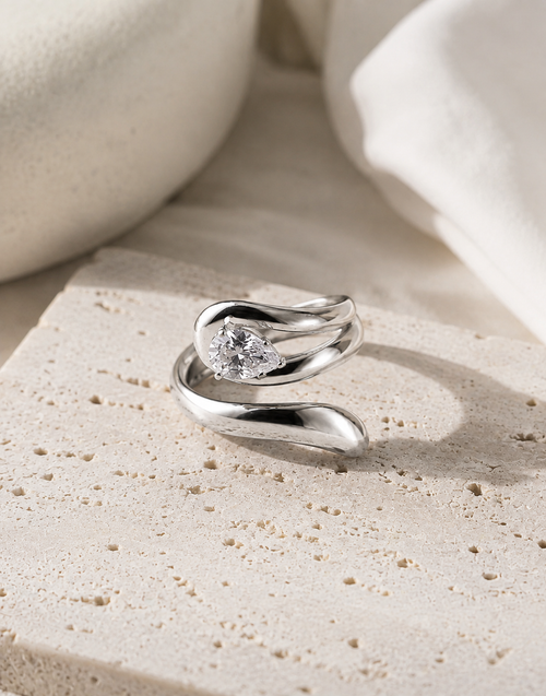 Bague Goutte Éclat Argentée