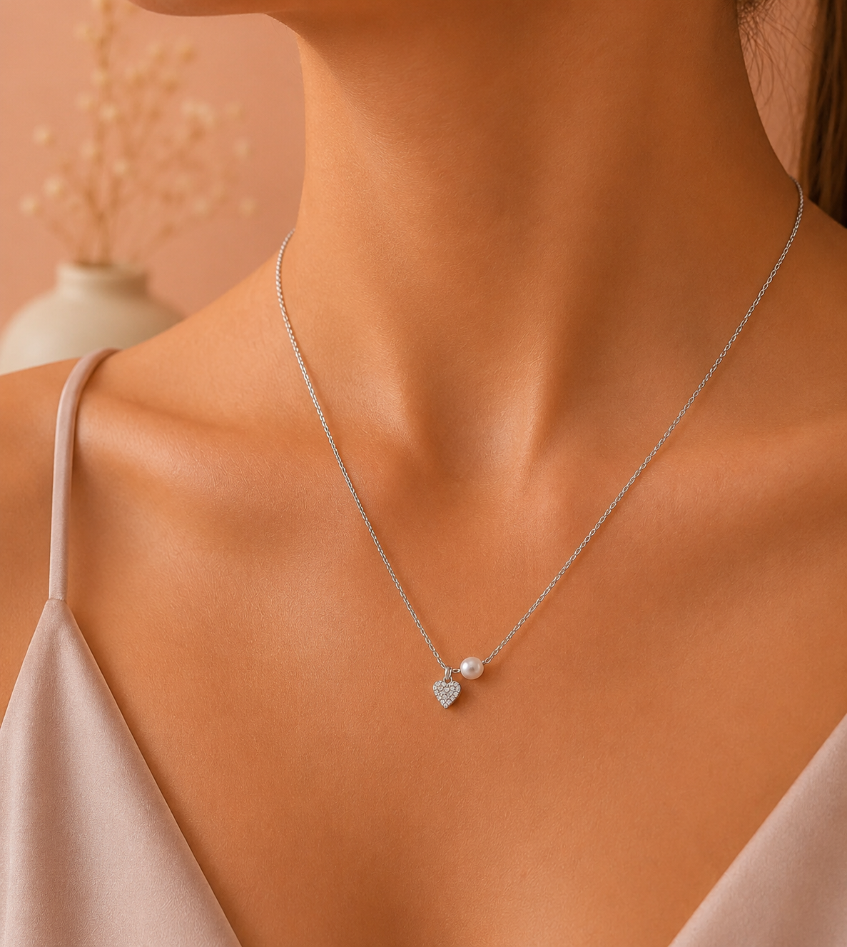 Collier Cœur Perlé