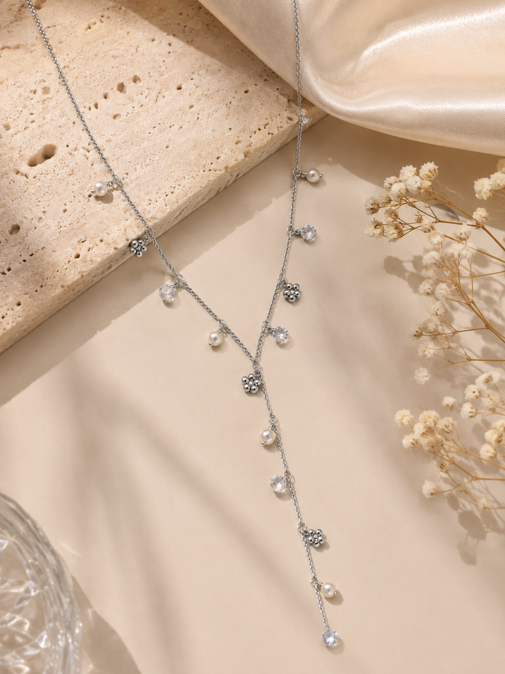 Collier Y Éclats Perlés