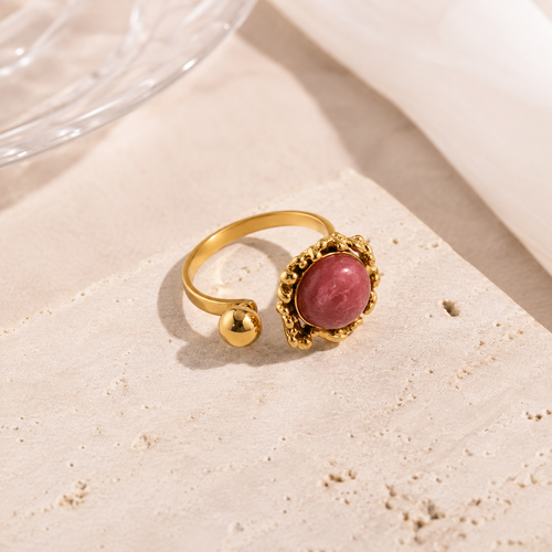 Bague Pierre Rose Dorée