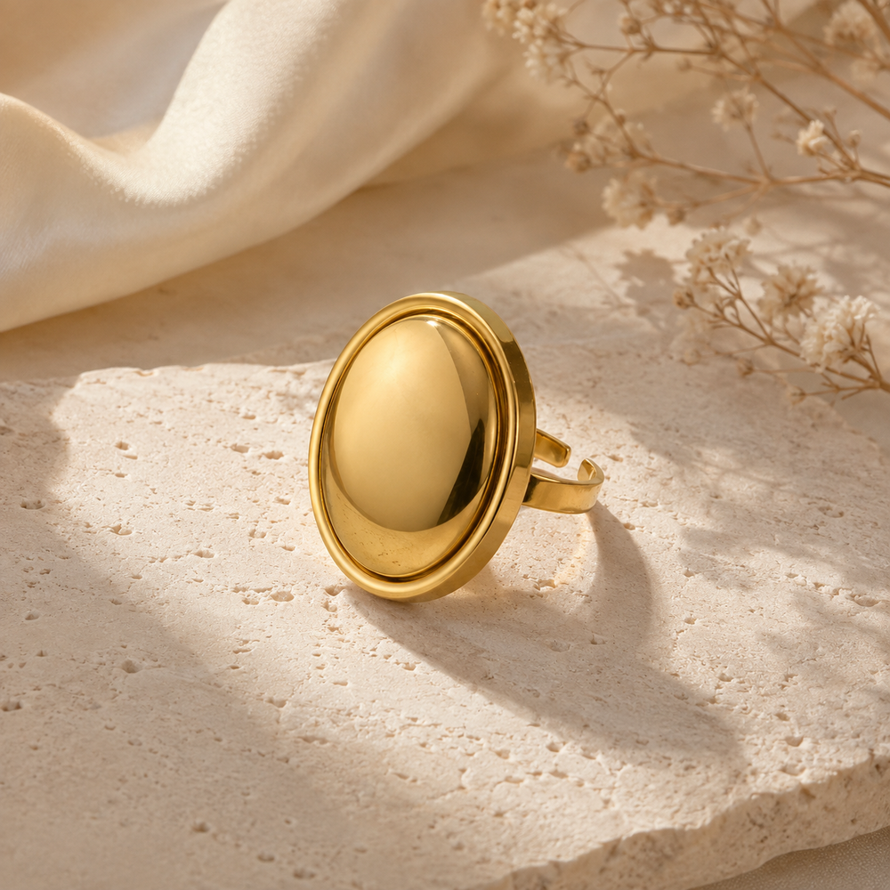 Bague Ovale Miroir Doré