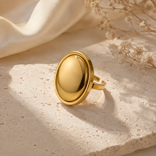 Bague Ovale Miroir Doré