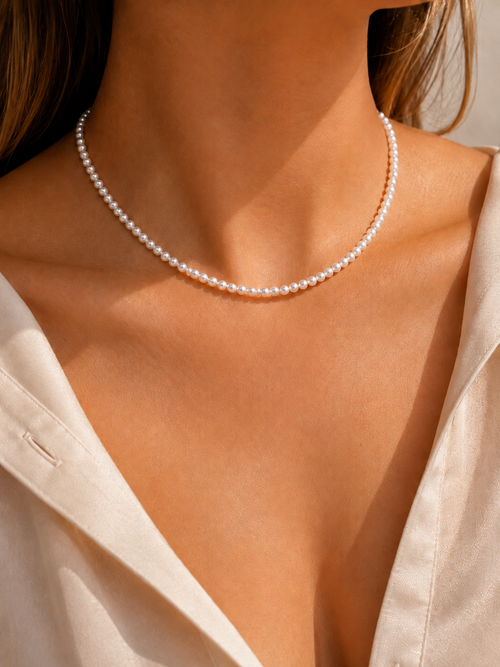 Collier Perles Blanches Nacrées