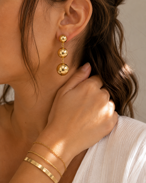 Boucles d’Oreilles Trio Sphères Dorées