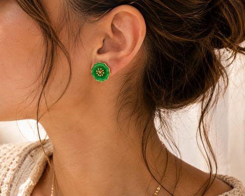 Boucles d’Oreilles Fleur Émeraude
