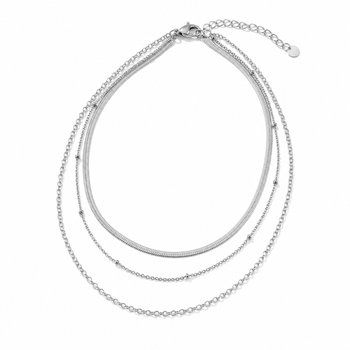 Collier Triple Chaînes Argentées