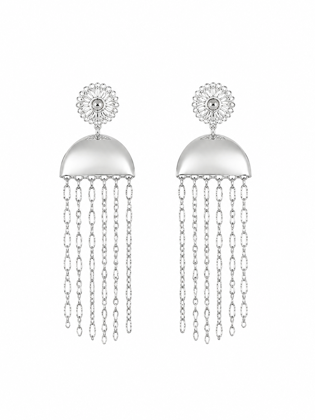 Boucles d’Oreilles Franges Argentées