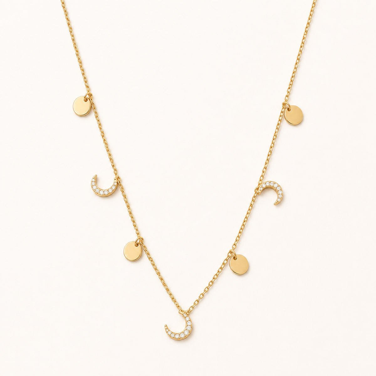 Collier Lunes & Pastilles Dorées
