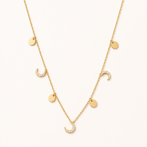Collier Lunes & Pastilles Dorées