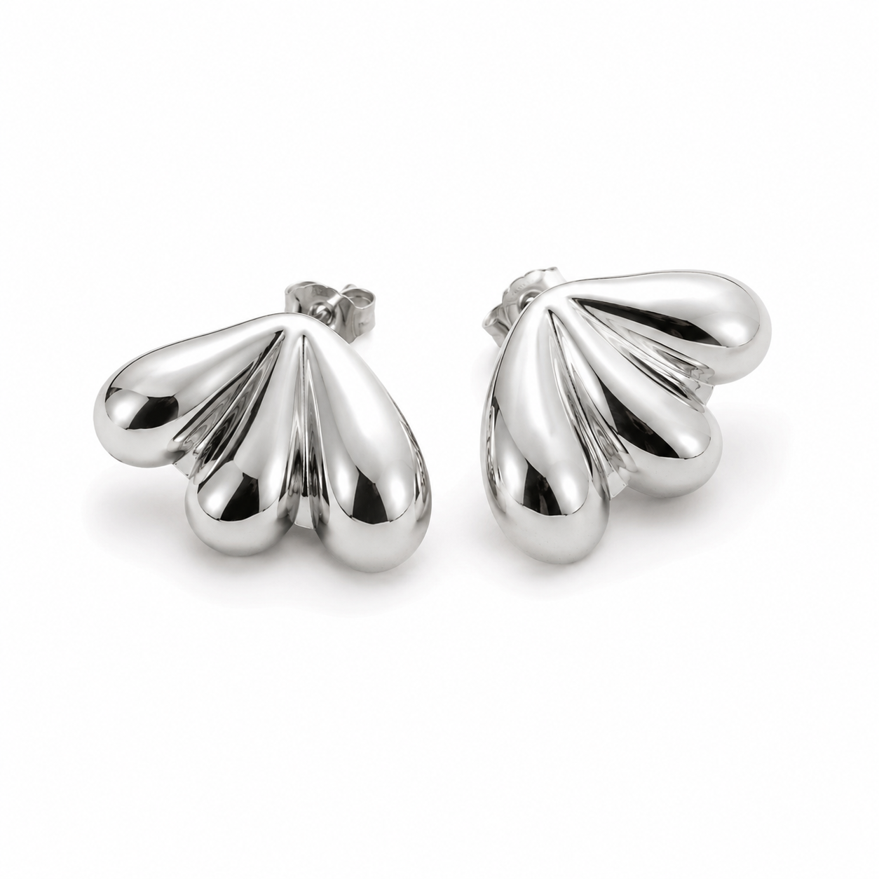Boucles d’Oreilles Éventail Argenté