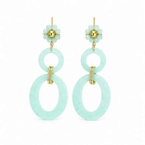 Boucles d’Oreilles Aqua Florales