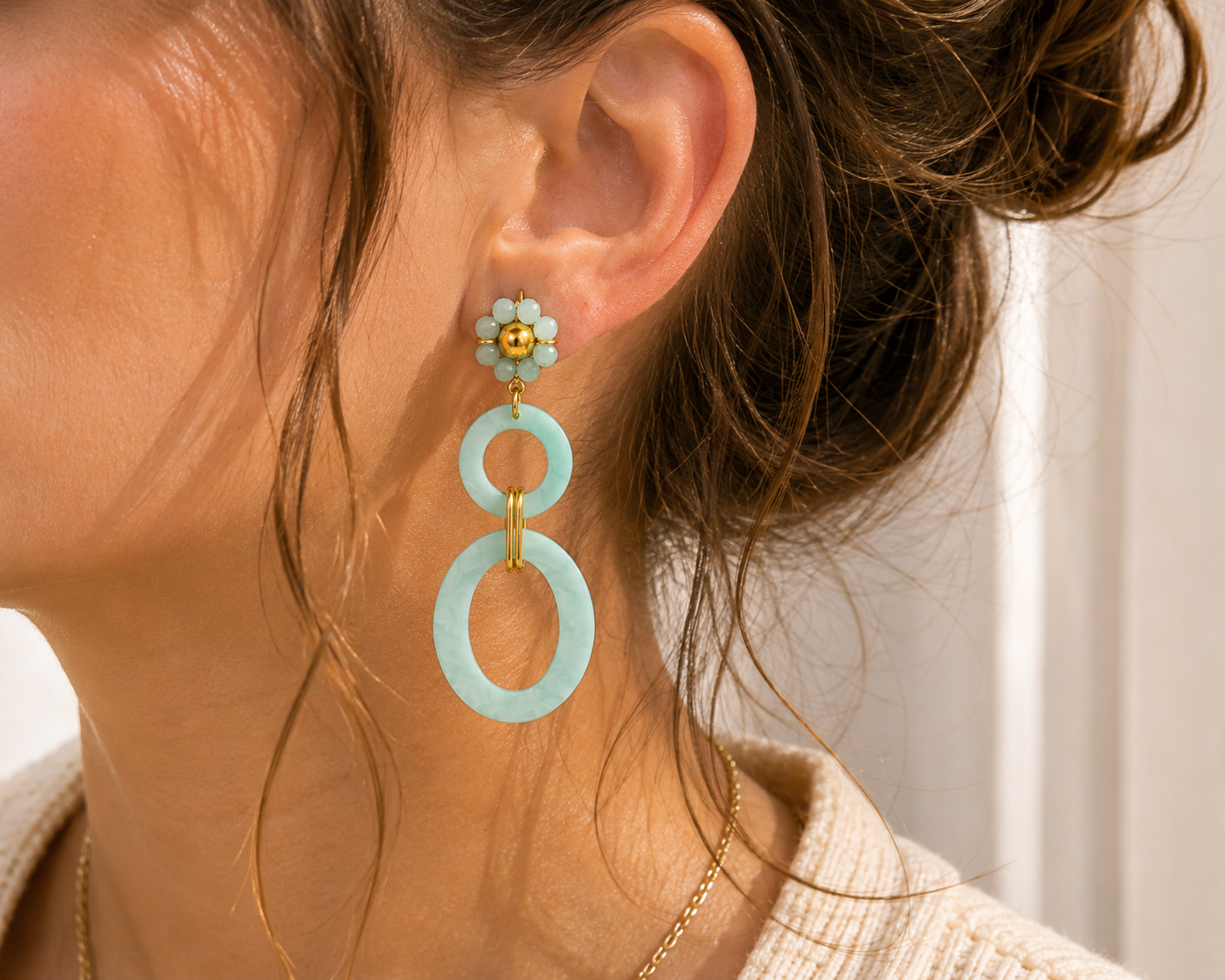 Boucles d’Oreilles Aqua Florales