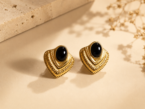 BOUCLES D’OREILLES PIERRE NOIRE