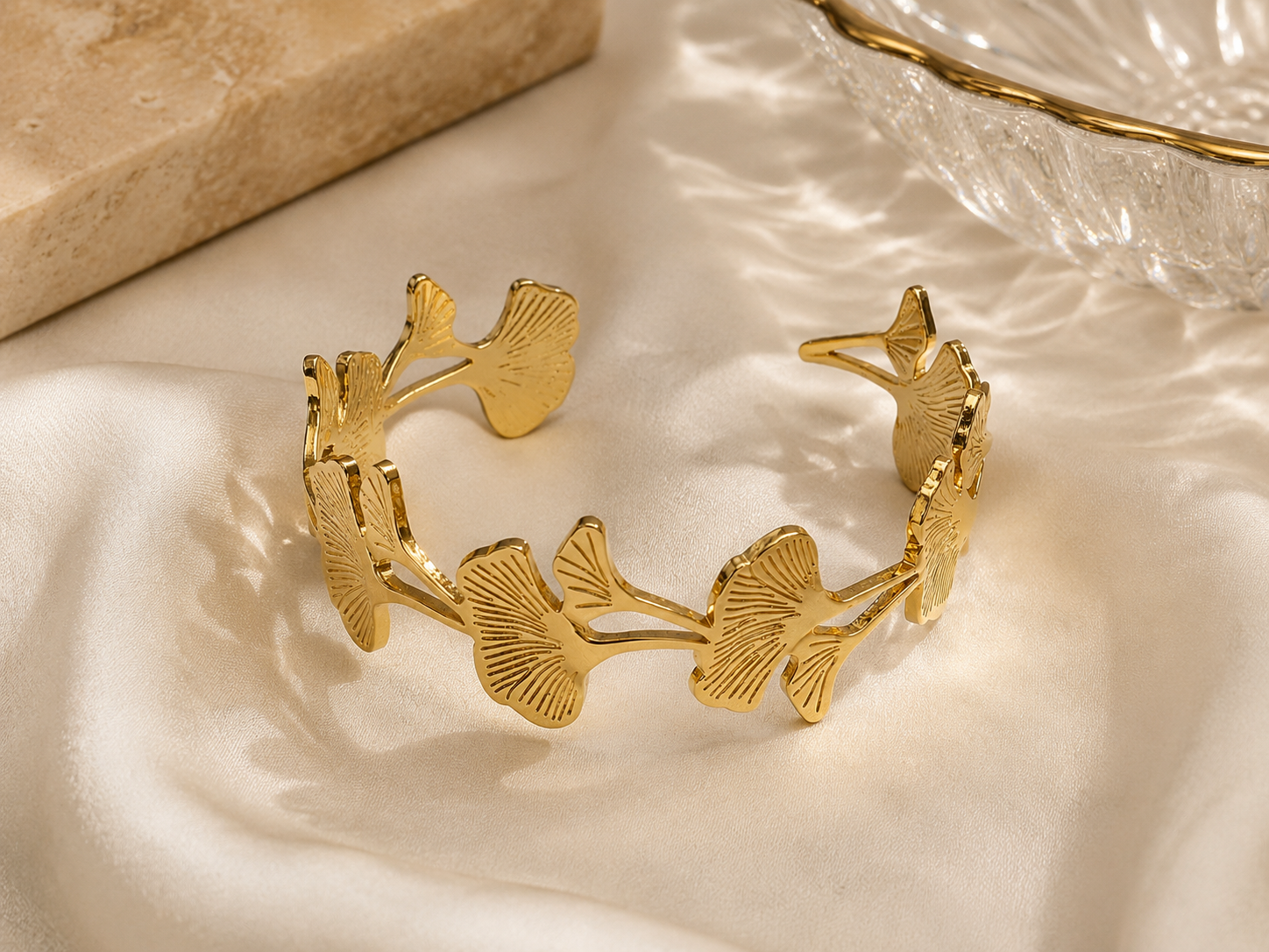 BRACELET JONC FEUILLES