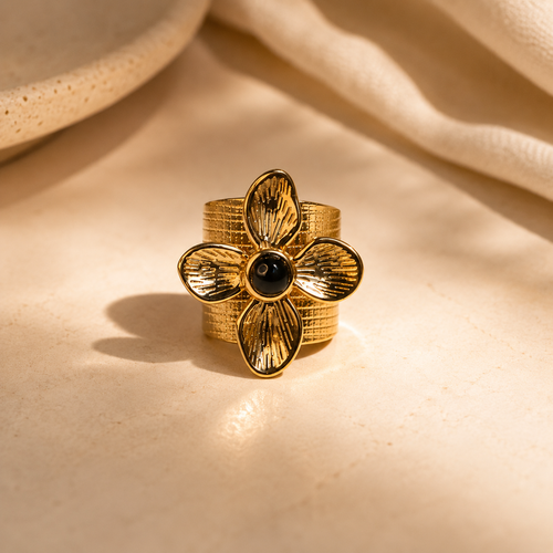 BAGUE FLEUR NOIRE