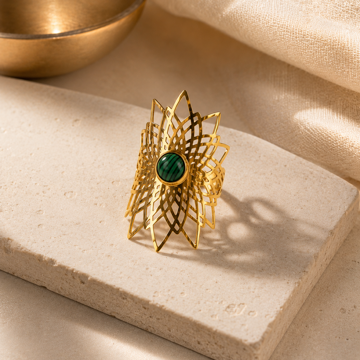 BAGUE ROSACE VERTE