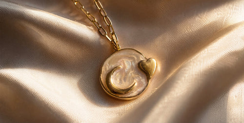 COLLIER LUNE & CŒUR NACRÉ