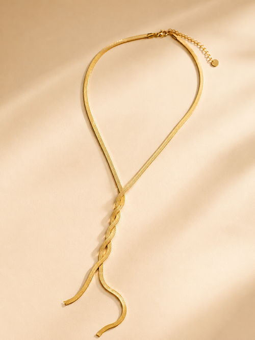 COLLIER LONG NŒUD DORÉ
