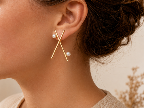 BOUCLES D'OREILLES PERLES CROISÉES