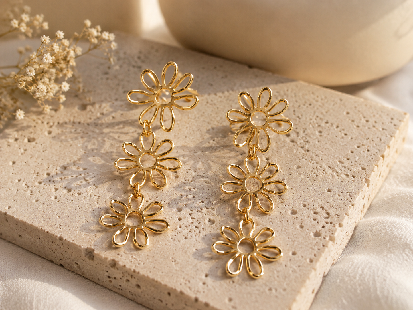 BOUCLES D'OREILLES FLEURS CASCADE