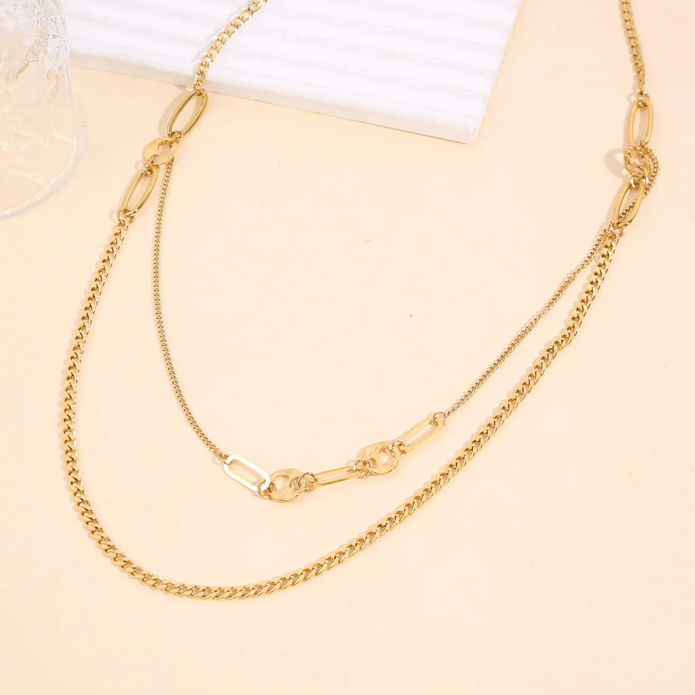 COLLIER DOUBLE CHAÎNE MAILLONS